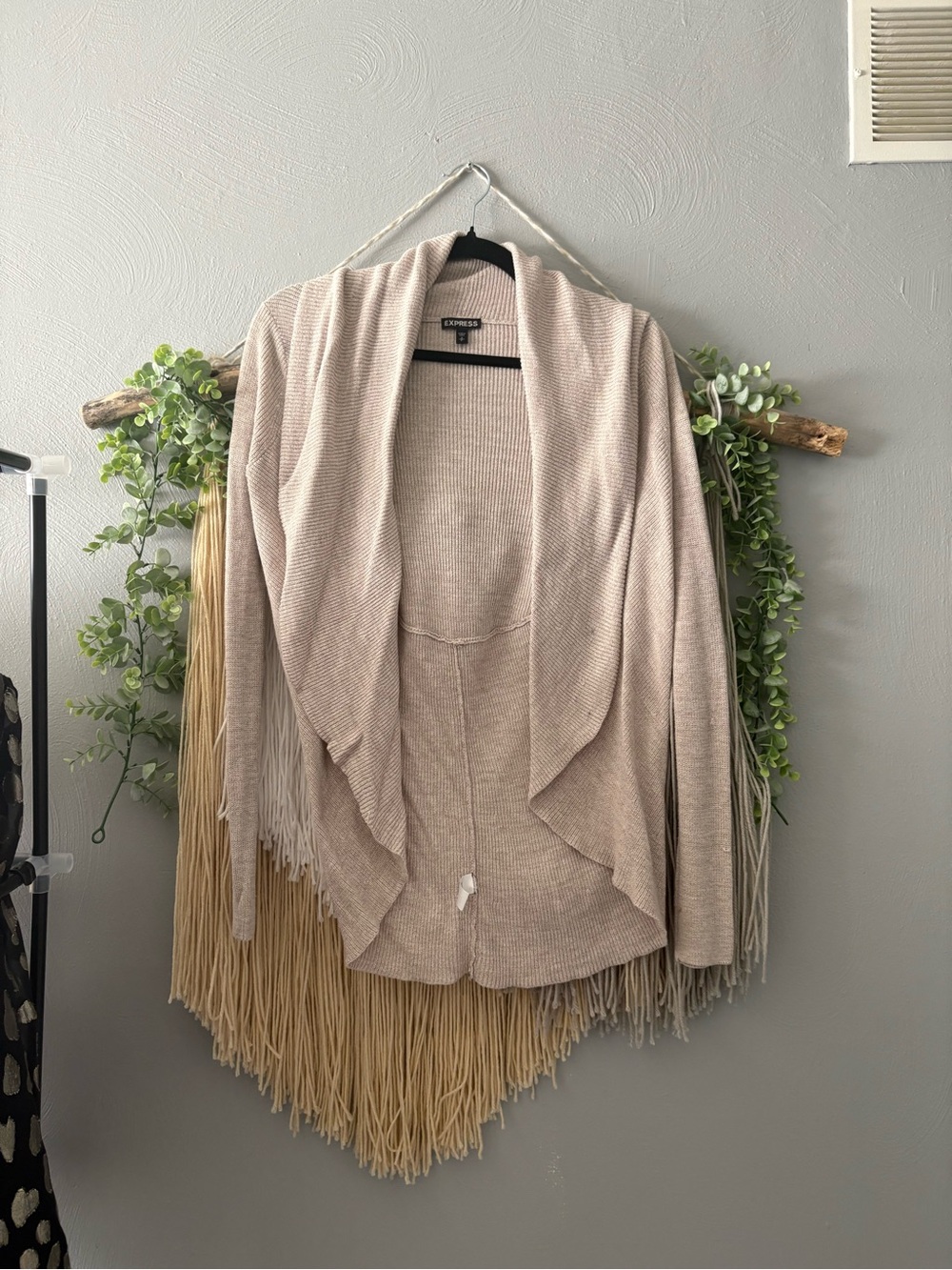 Express Draped Open-Front Cardigan - Beige